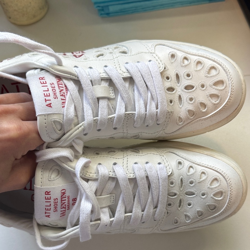 Valentino White Atelier Sneakers with Cutout Details - Picture 4 of 6